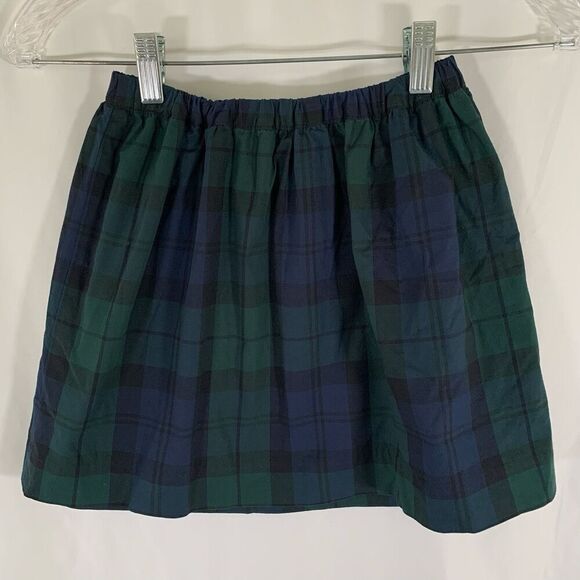Crewcuts Other - New Crewcuts Skirt Girls 6 7 Green Blue Plaid Pull On Elastic Waist